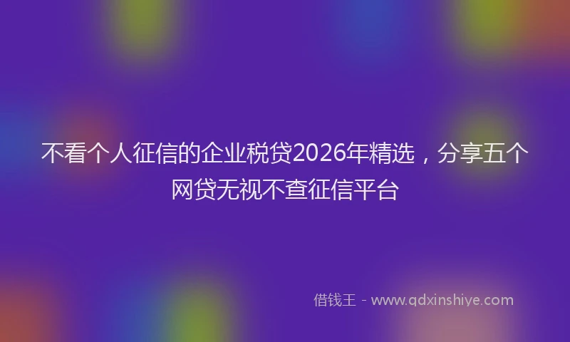 不看个人征信的企业税贷2026年精选，分享五个网贷无视不查征信平台