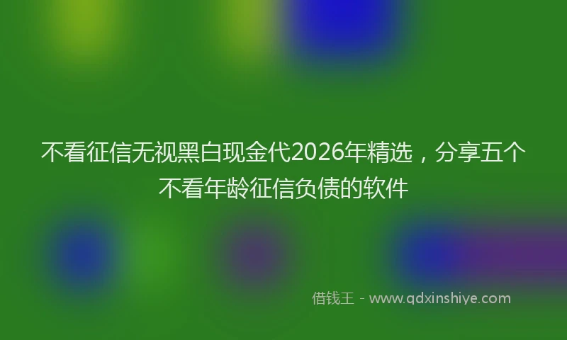 不看征信无视黑白现金代2026年精选，分享五个不看年龄征信负债的软件