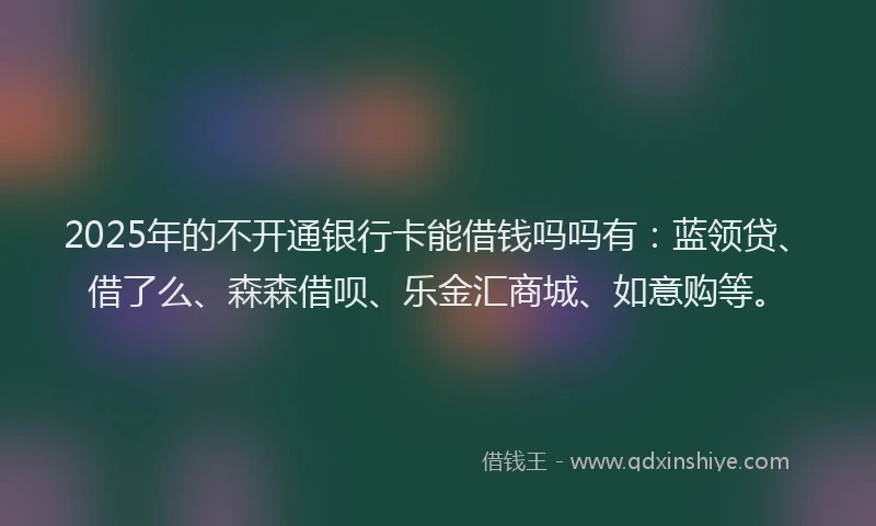 2025年的不开通银行卡能借钱吗吗有：蓝领贷、借了么、森森借呗、乐金汇商城、如意购等。