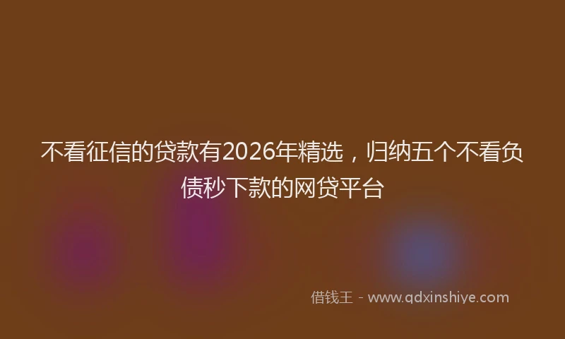 不看征信的贷款有2026年精选，归纳五个不看负债秒下款的网贷平台
