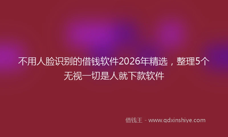 不用人脸识别的借钱软件2026年精选,整理5个无视一切是人就下款软件