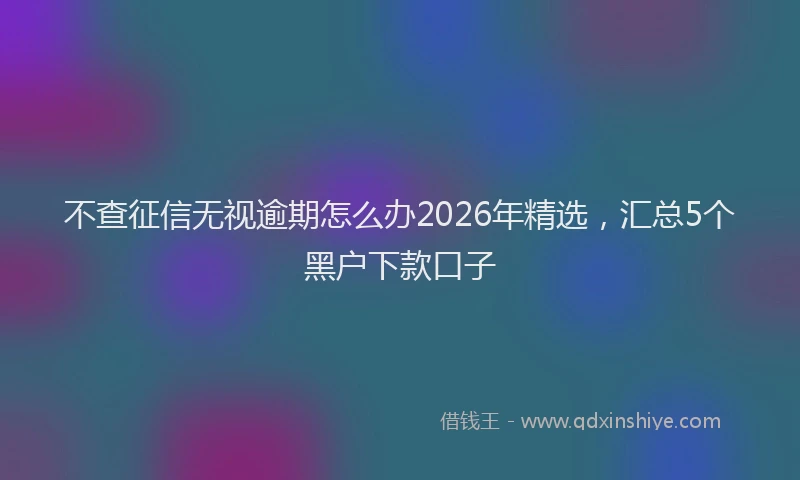 不查征信无视逾期怎么办2026年精选，汇总5个黑户下款口子