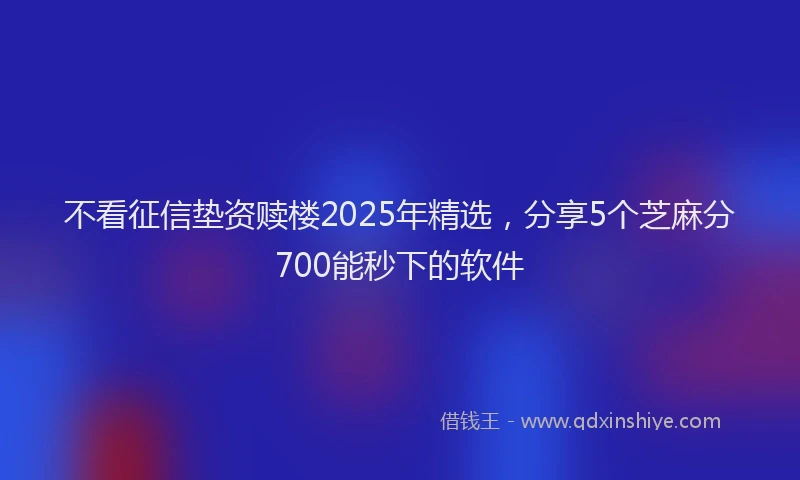不看征信垫资赎楼2025年精选，分享5个芝麻分700能秒下的软件
