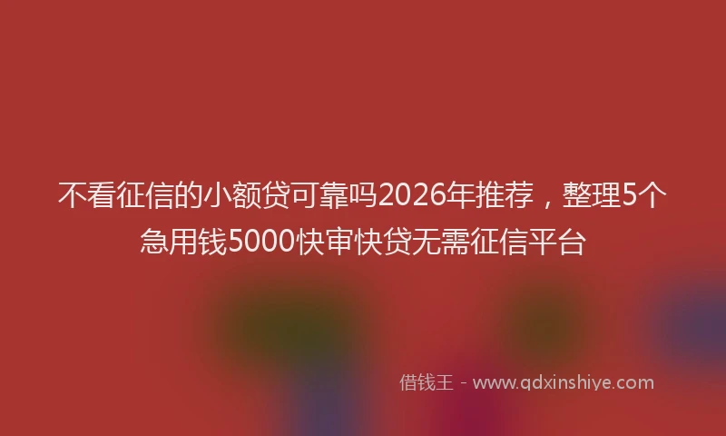 不看征信的小额贷可靠吗2026年推荐，整理5个急用钱5000快审快贷无需征信平台