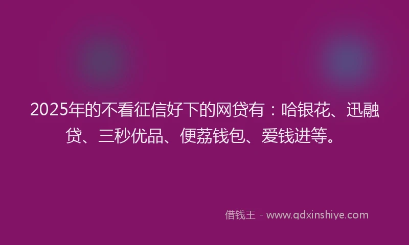 2025年的不看征信好下的网贷有：哈银花、迅融贷、三秒优品、便荔钱包、爱钱进等。