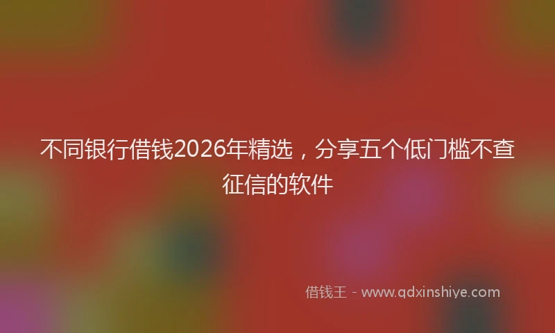 不同银行借钱2026年精选，分享五个低门槛不查征信的软件