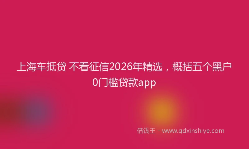 上海车抵贷 不看征信2026年精选，概括五个黑户0门槛贷款app
