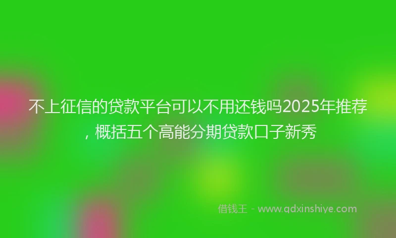 不上征信的贷款平台可以不用还钱吗2025年推荐，概括五个高能分期贷款口子新秀