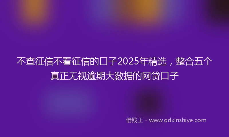 不查征信不看征信的口子2025年精选，整合五个真正无视逾期大数据的网贷口子