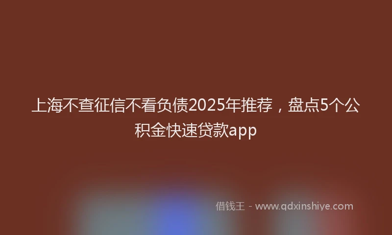 上海不查征信不看负债2025年推荐，盘点5个公积金快速贷款app