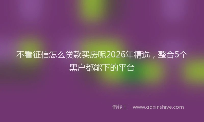 不看征信怎么贷款买房呢2026年精选，整合5个黑户都能下的平台