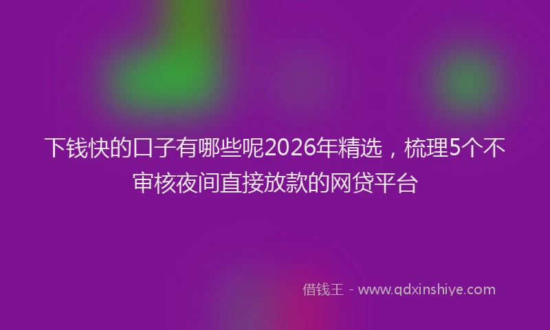 下钱快的口子有哪些呢2026年精选,梳理5个不审核夜间直接放款的网贷平台
