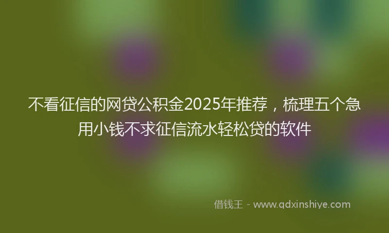不看征信的网贷公积金2025年推荐，梳理五个急用小钱不求征信流水轻松贷的软件