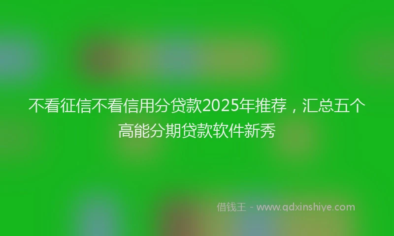 不看征信不看信用分贷款2025年推荐,汇总五个高能分期贷款软件新秀
