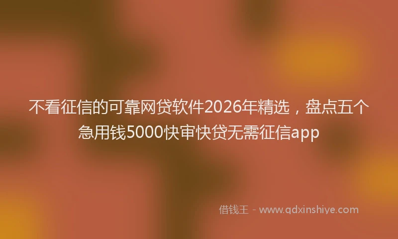 不看征信的可靠网贷软件2026年精选，盘点五个急用钱5000快审快贷无需征信app