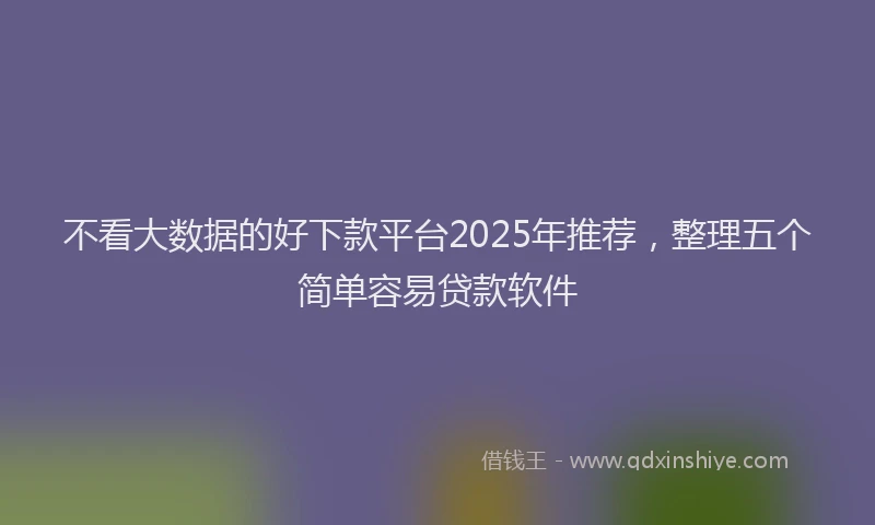 不看大数据的好下款平台2025年推荐,整理五个简单容易贷款软件