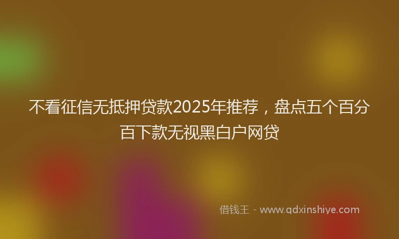不看征信无抵押贷款2025年推荐，盘点五个百分百下款无视黑白户网贷