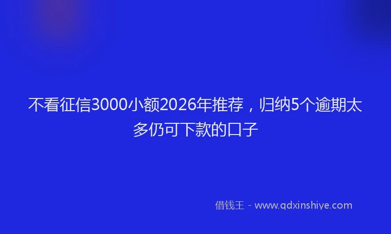 不看征信3000小额2026年推荐,归纳5个逾期太多仍可下款的口子