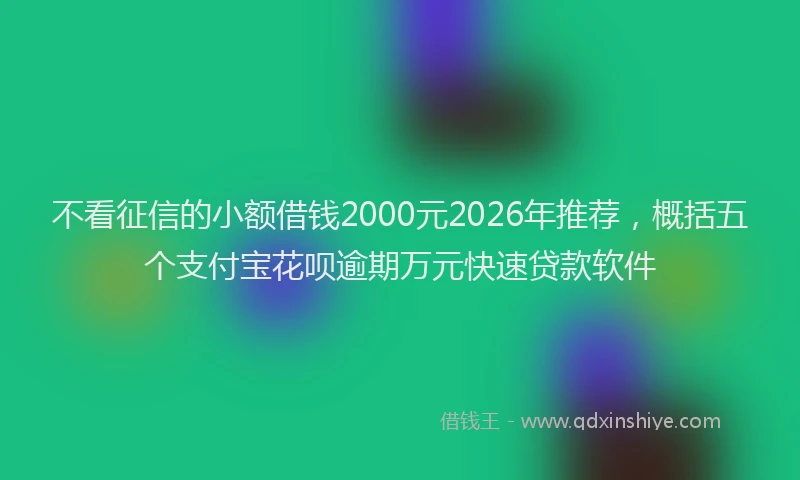 不看征信的小额借钱2000元2026年推荐，概括五个支付宝花呗逾期万元快速贷款软件