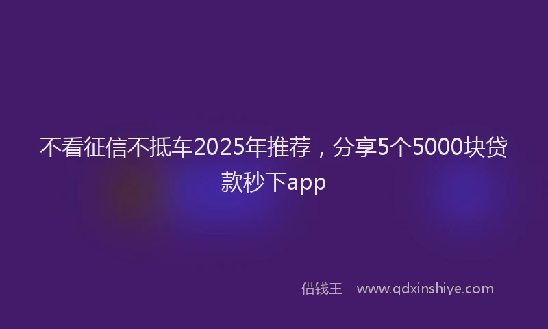 不看征信不抵车2025年推荐，分享5个5000块贷款秒下app