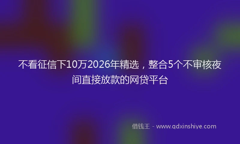 不看征信下10万2026年精选,整合5个不审核夜间直接放款的网贷平台