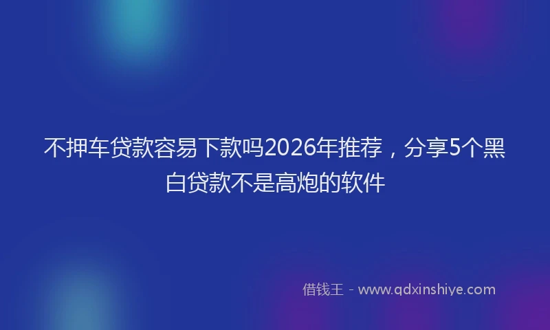 不押车贷款容易下款吗2026年推荐，分享5个黑白贷款不是高炮的软件