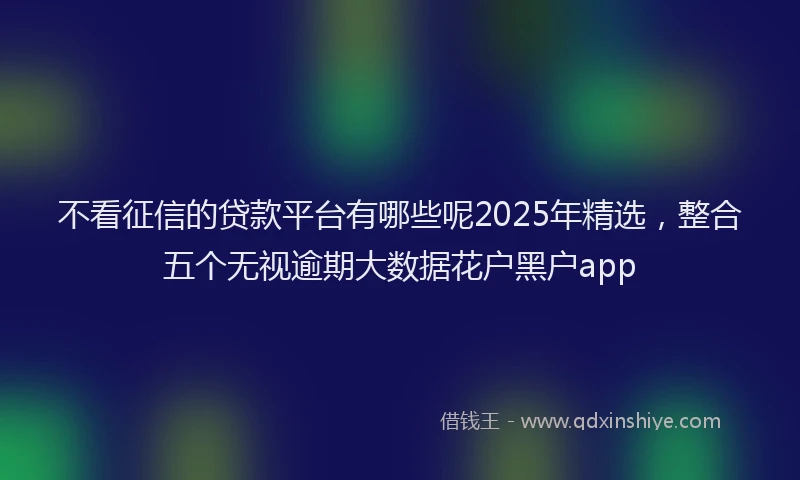 不看征信的贷款平台有哪些呢2025年精选，整合五个无视逾期大数据花户黑户app