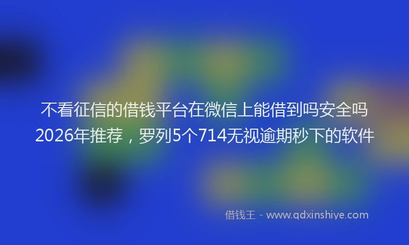 不看征信的借钱平台在微信上能借到吗安全吗2026年推荐,罗列5个714无视逾期秒下的软件