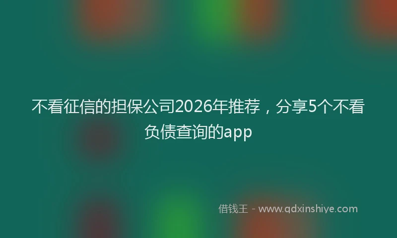 不看征信的担保公司2026年推荐，分享5个不看负债查询的app