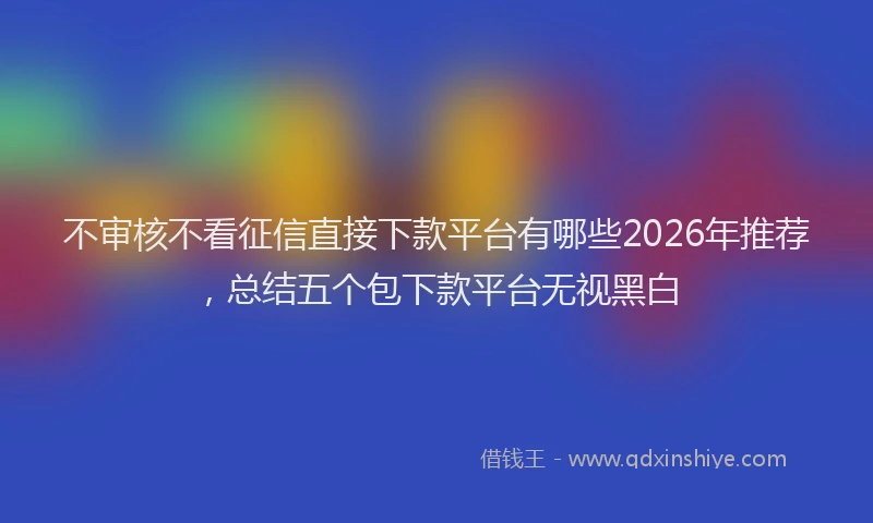 不审核不看征信直接下款平台有哪些2026年推荐，总结五个包下款平台无视黑白
