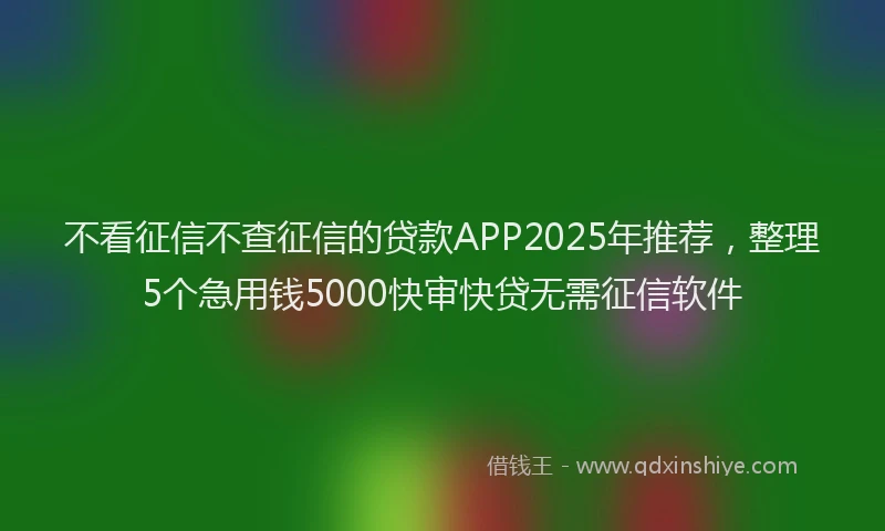不看征信不查征信的贷款APP2025年推荐，整理5个急用钱5000快审快贷无需征信软件