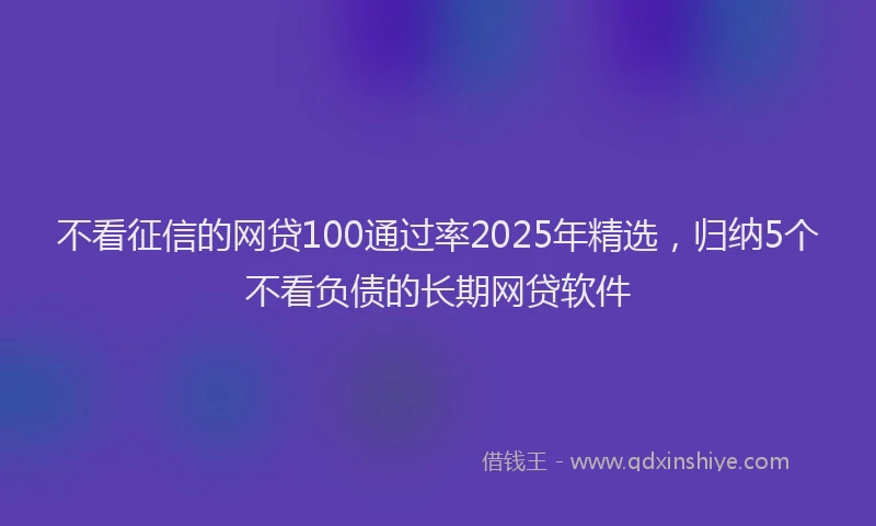 不看征信的网贷100通过率2025年精选，归纳5个不看负债的长期网贷软件