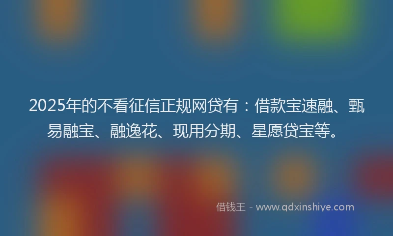 2025年的不看征信正规网贷有：借款宝速融、甄易融宝、融逸花、现用分期、星愿贷宝等。