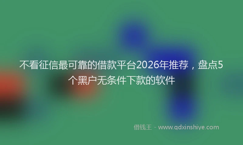不看征信最可靠的借款平台2026年推荐，盘点5个黑户无条件下款的软件