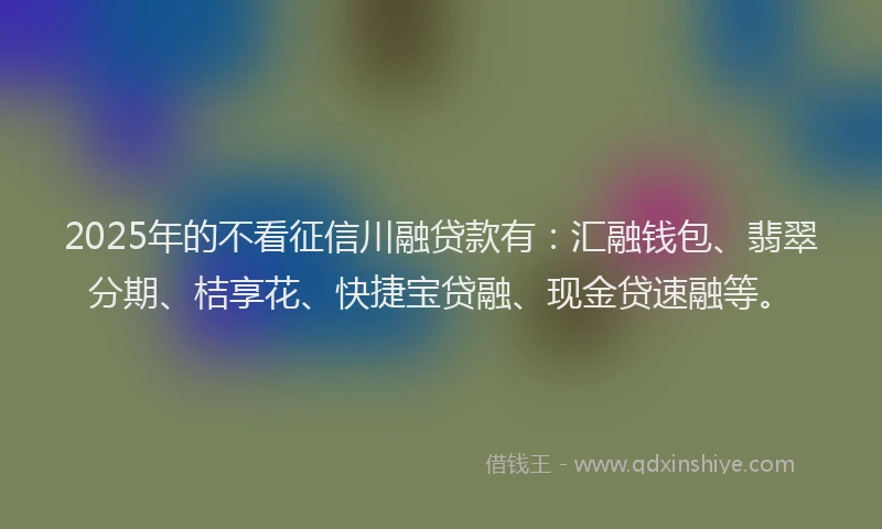 2025年的不看征信川融贷款有：汇融钱包、翡翠分期、桔享花、快捷宝贷融、现金贷速融等。