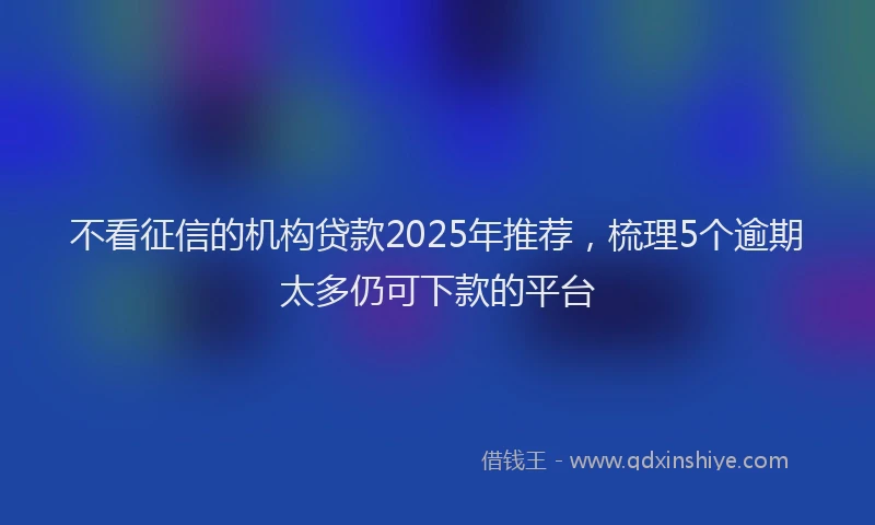 不看征信的机构贷款2025年推荐，梳理5个逾期太多仍可下款的平台