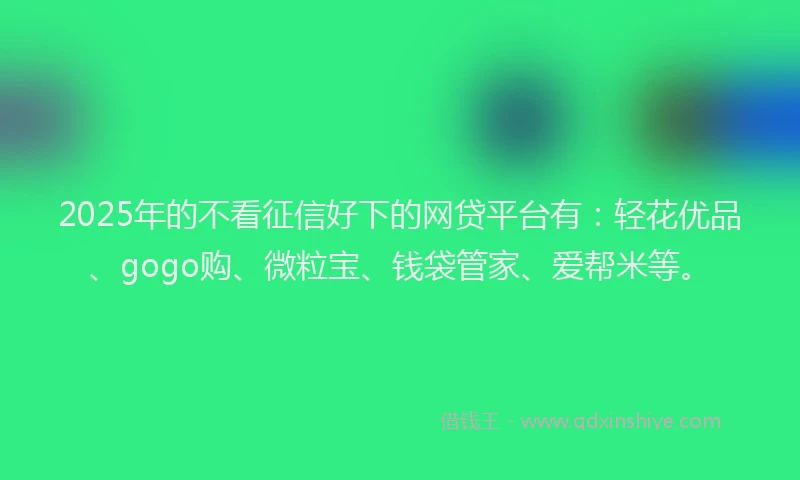 2025年的不看征信好下的网贷平台有：轻花优品、gogo购、微粒宝、钱袋管家、爱帮米等。