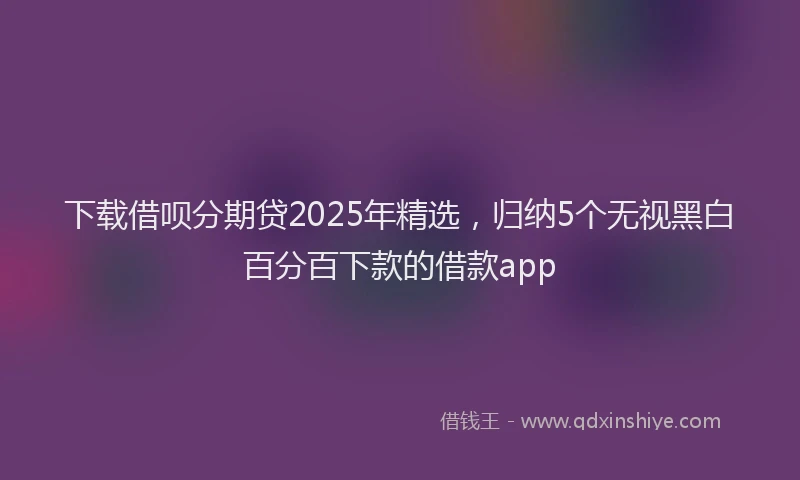下载借呗分期贷2025年精选，归纳5个无视黑白百分百下款的借款app
