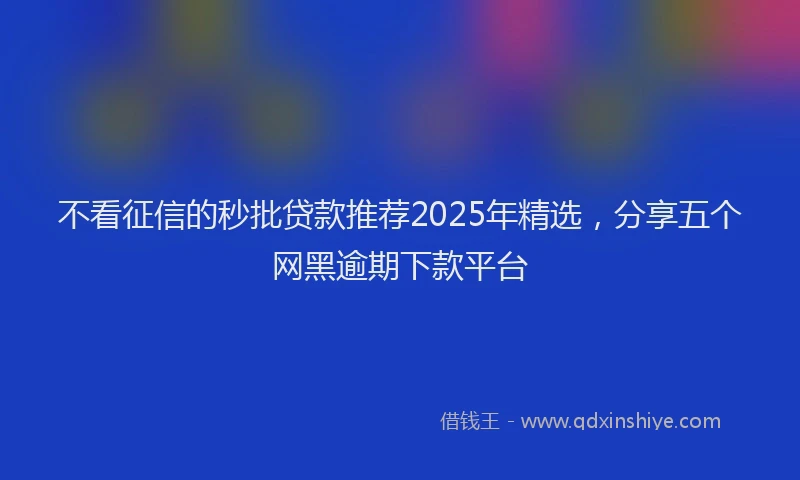 不看征信的秒批贷款推荐2025年精选，分享五个网黑逾期下款平台