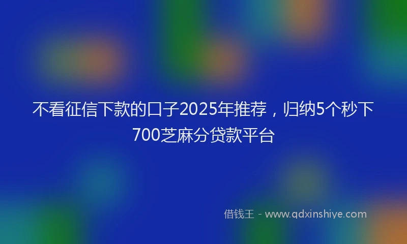 不看征信下款的口子2025年推荐，归纳5个秒下700芝麻分贷款平台