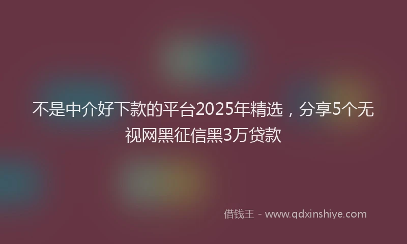 不是中介好下款的平台2025年精选，分享5个无视网黑征信黑3万贷款