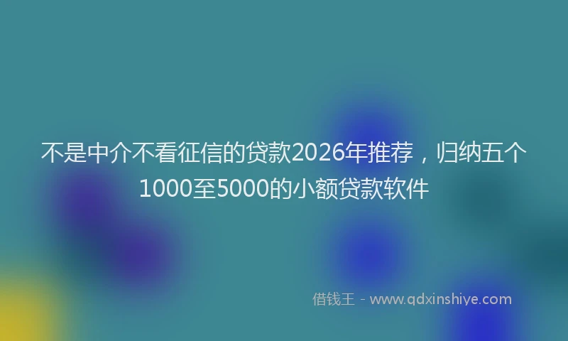不是中介不看征信的贷款2026年推荐,归纳五个1000至5000的小额贷款软件