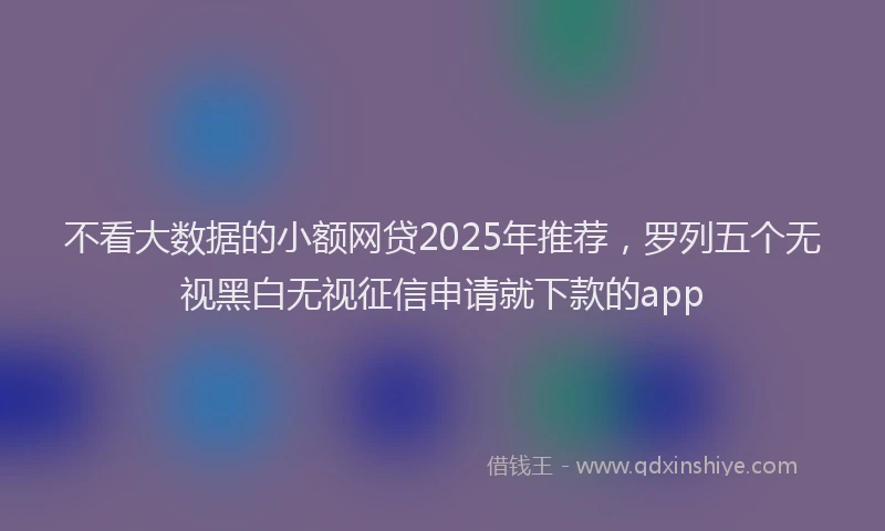 不看大数据的小额网贷2025年推荐,罗列五个无视黑白无视征信申请就下款的app