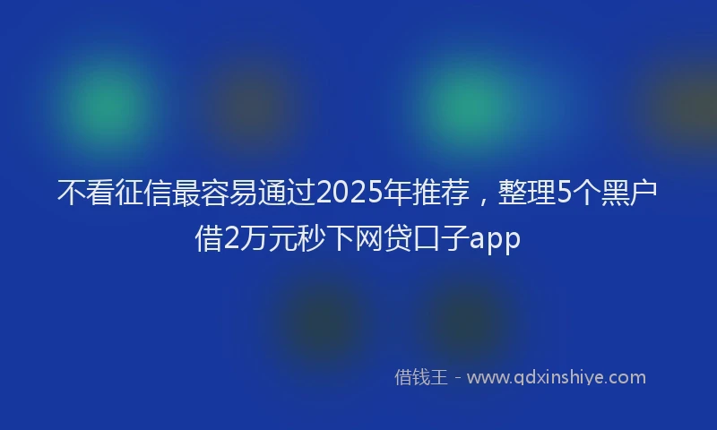 不看征信最容易通过2025年推荐，整理5个黑户借2万元秒下网贷口子app