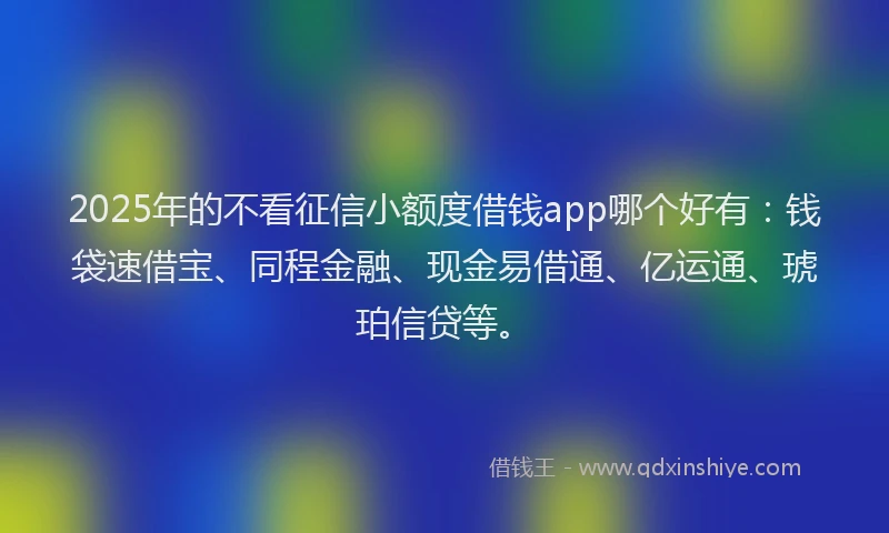 2025年的不看征信小额度借钱app哪个好有：钱袋速借宝、同程金融、现金易借通、亿运通、琥珀信贷等。