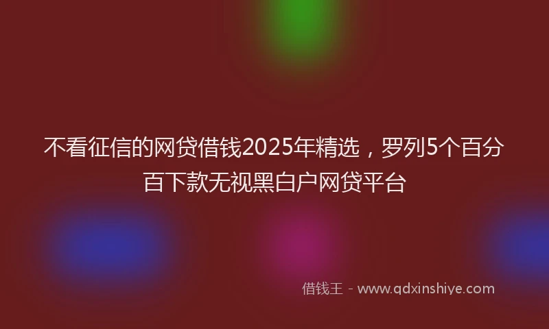 不看征信的网贷借钱2025年精选，罗列5个百分百下款无视黑白户网贷平台