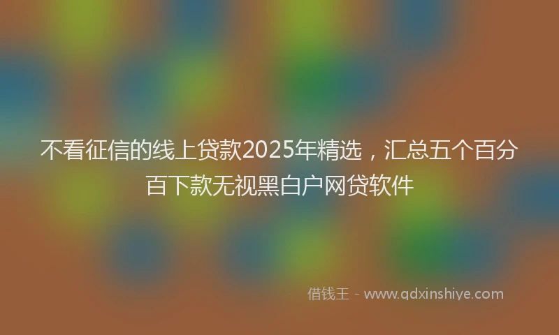 不看征信的线上贷款2025年精选，汇总五个百分百下款无视黑白户网贷软件