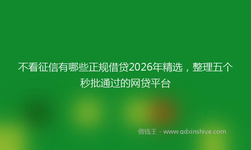 不看征信有哪些正规借贷2026年精选，整理五个秒批通过的网贷平台