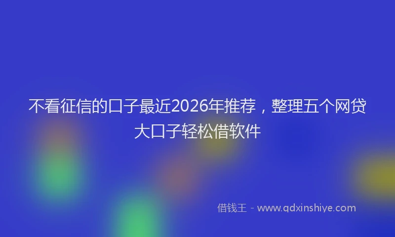 不看征信的口子最近2026年推荐，整理五个网贷大口子轻松借软件