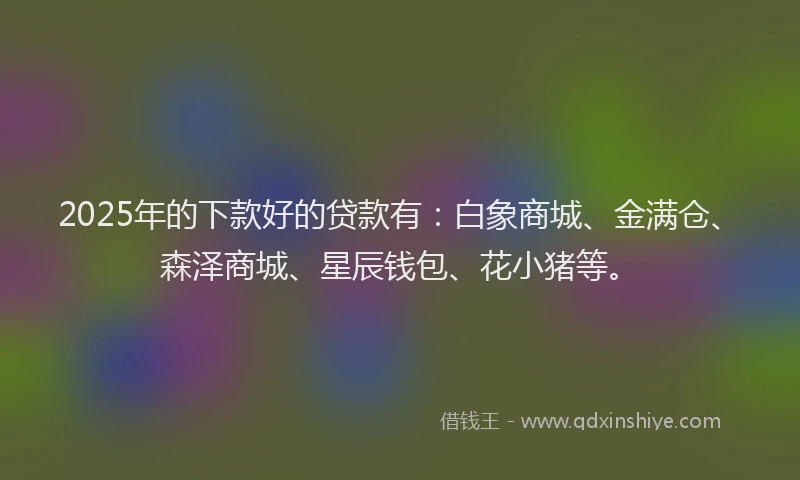 2025年的下款好的贷款有：白象商城、金满仓、森泽商城、星辰钱包、花小猪等。